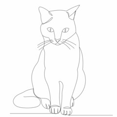 Fototapeta na wymiar cat sitting drawing by one continuous line