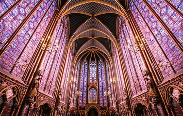 Foto op Plexiglas Glas in lood Paris (France) / Sainte Chapelle - Chapelle haute