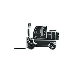 Forklift Icon Silhouette Illustration. Industry Vehicle Vector Graphic Pictogram Symbol Clip Art. Doodle Sketch Black Sign.