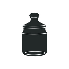 Glass Jar Icon Silhouette Illustration. Food Container Vector Graphic Pictogram Symbol Clip Art. Doodle Sketch Black Sign.