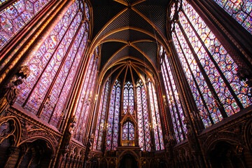 Paris (France) / Sainte Chapelle - Chapelle haute - obrazy, fototapety, plakaty