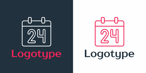 Logotype line Calendar icon isolated on white background. Event reminder symbol. Logo design template element. Vector