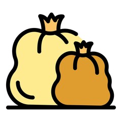 Garbage bags icon. Outline garbage bags vector icon color flat isolated