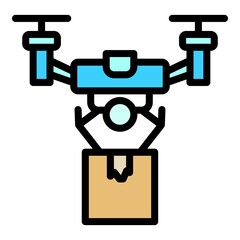 Air drone delivery icon. Outline air drone delivery vector icon color flat isolated