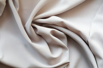 Silk twisted fabric. Light beige wrinkled texture