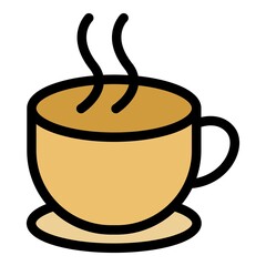 Green tea cup icon. Outline green tea cup vector icon color flat isolated