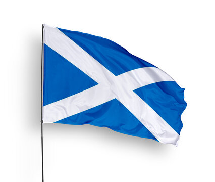 Scotland flag isolated on white background. close up waving flag of Scotland. flag symbols of Scotland. Concept of Scotland.