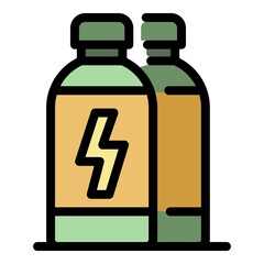 Power energy drink icon. Outline power energy drink vector icon color flat isolated