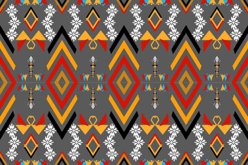 Geometric ethnic pattern seamless design for background or wallpaper. Ikat fabric pattern design concept. indian pattern fabric.black and white color patern.