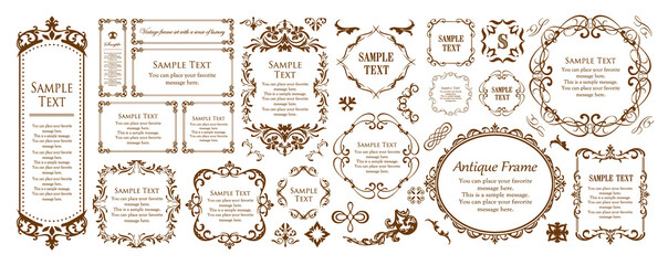 クリスマスをイメージしたフレームデザインのセット。アンティーク。ビンテージ。エレガント