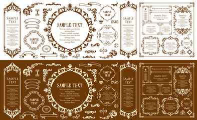 クリスマスをイメージしたフレームデザインのセット。アンティーク。ビンテージ。エレガント