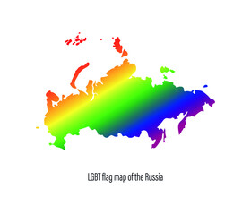 Russia map with rainbow colors. Concept of equal rights for homosexuals. editable vector
