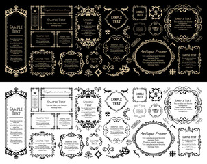 クリスマスをイメージしたフレームデザインのセット。アンティーク。ビンテージ。エレガント