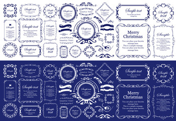 クリスマスをイメージしたフレームデザインのセット。アンティーク。ビンテージ。エレガント