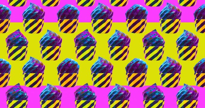 Minimal motion 3d art. Creative cake seamless animation pattern. 
Food, health, fast food concept. 4k video