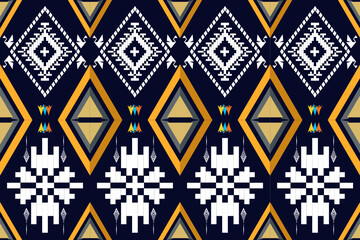 Fototapeta premium Geometric ethnic pattern seamless design for background or wallpaper. Ikat fabric pattern design concept. indian pattern fabric.black and white color patern.
