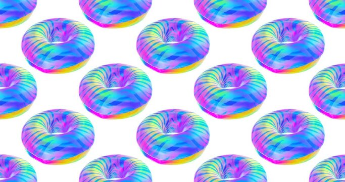 Minimal motion design. 3d creative donuts animation pattern 4k video