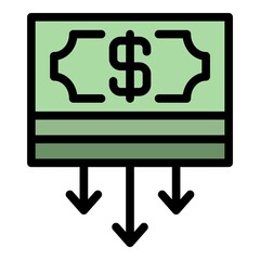 Money cash icon. Outline money cash vector icon color flat isolated