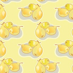Illustration of ripe green pears.  Hand drawn. Seamless pattern