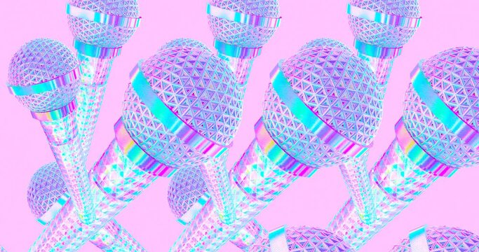 Minimal motion design. 3d creative microphone background 4k video