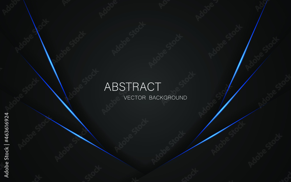Poster abstract modern blue lines on black background with free space for design. modern technology innovat