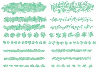 水彩風シックカラーのライン素材　緑色