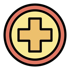 Medical cross icon. Outline medical cross vector icon color flat isolated