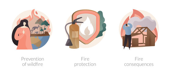 Firefighting service abstract concept vector illustrations.