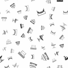 Set Boat swing, Attraction carousel, Swing boat and Abacus on seamless pattern. Vector