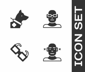 Set Deaf, Guide dog, Eyeglasses and Poor eyesight icon. Vector