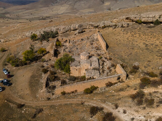 Drone photo of Aprank Monastery (Saint David's Monastery) Ruins, Erzincan Province, Turkey