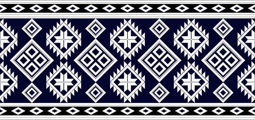 Geometric ethnic pattern seamless design for background or wallpaper. Ikat fabric pattern design concept. indian pattern fabric.black and white color patern.