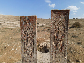 Khachkar cross stones at Aprank Monastery (Saint David's Monastery) Ruins, Erzincan Province, Turkey