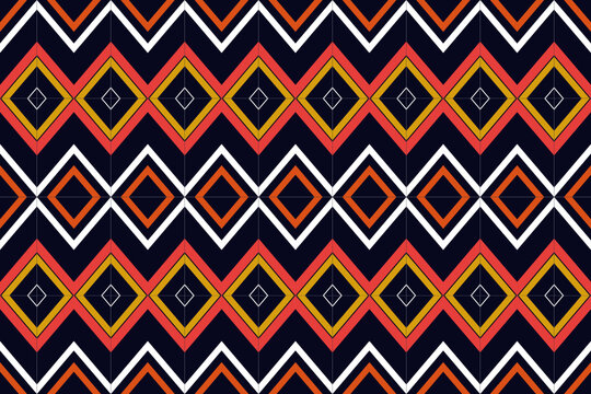 Geometric ethnic pattern seamless design for background or wallpaper. Ikat fabric pattern design concept. indian pattern fabric.black and white color patern.