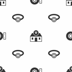 Set Jewelry store, and Diamond engagement ring on seamless pattern. Vector