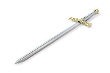 Medieval sword on white background