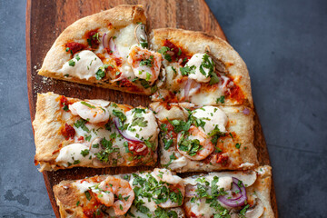 Seafood Roman pizza with Tom Yam stile