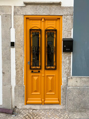 Yellow door of Portuguese algarve village