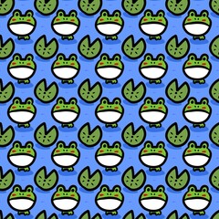seamless pattern of cute frog cartoon