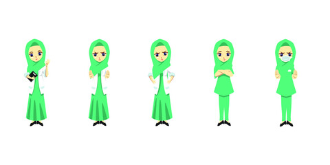 illustration of cute hijab doctors vector design