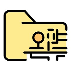 Folder and electronic board icon. Outline folder and electronic board vector icon color flat isolated