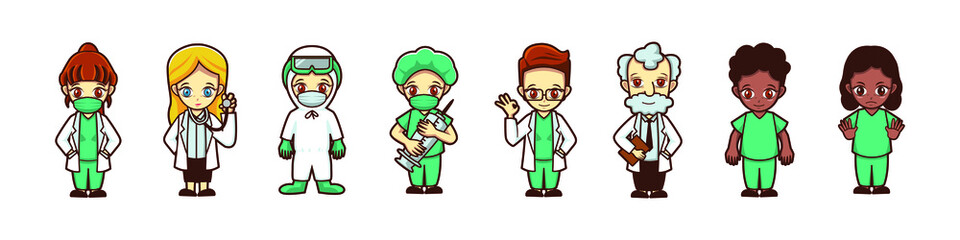 illustration of cute doctors cartoon vector