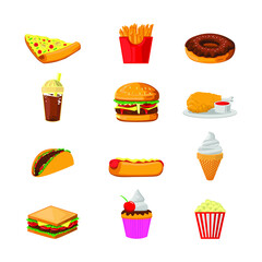 illustration of junk food vector design
