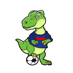 Illustration of cute dinosaurs playing football vector design