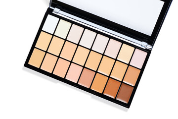 Makeup tone foundation palette isolated on white background