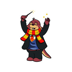 illustration of cute otter wizard vector design