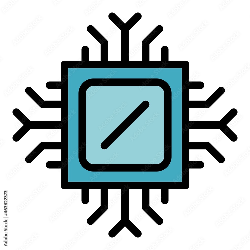 Poster computer processor icon. outline computer processor vector icon color flat isolated