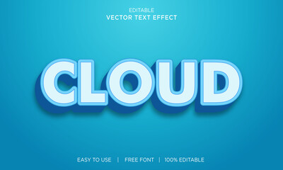 Cloud editable 3D text effect with sky color