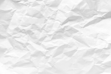 White crumpled paper texture background.