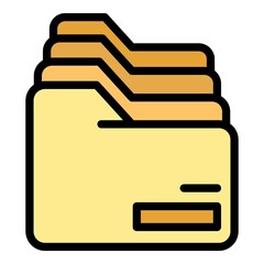 Row of folders icon. Outline row of folders vector icon color flat isolated